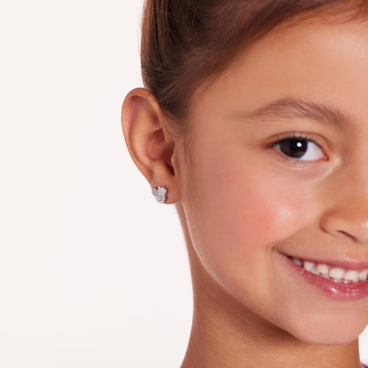 Disney stainless steel oorknoppen Minnie Mouse met wit kristal