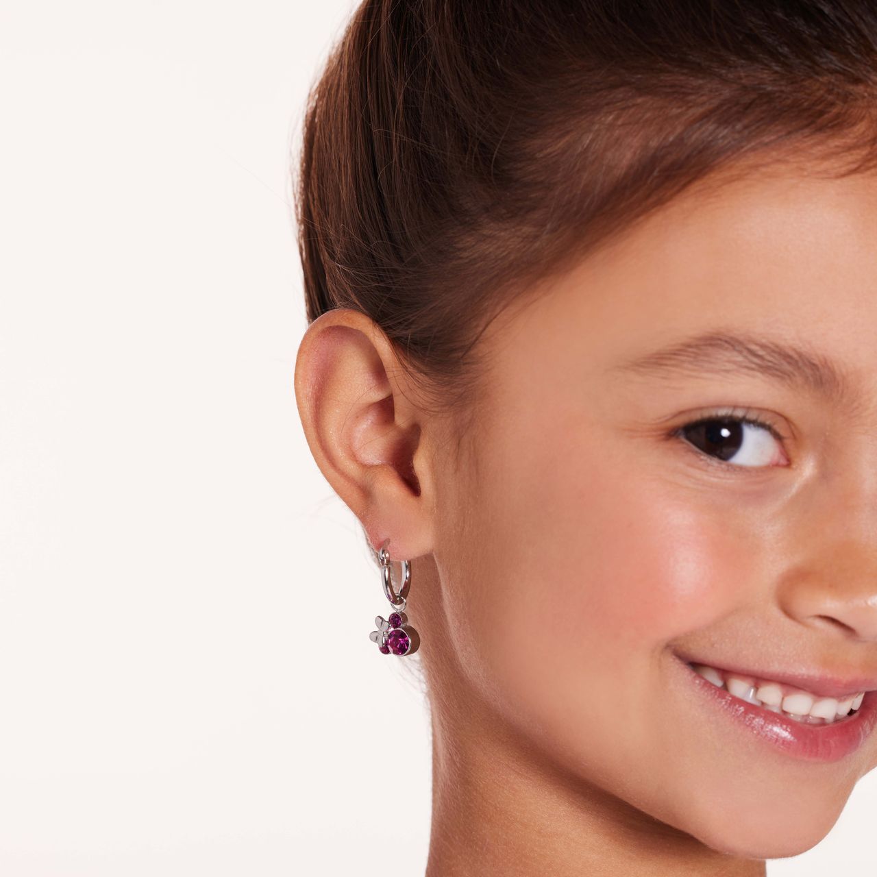 Edelstahlohrringe Minnie Mouse mit rosa Kristall