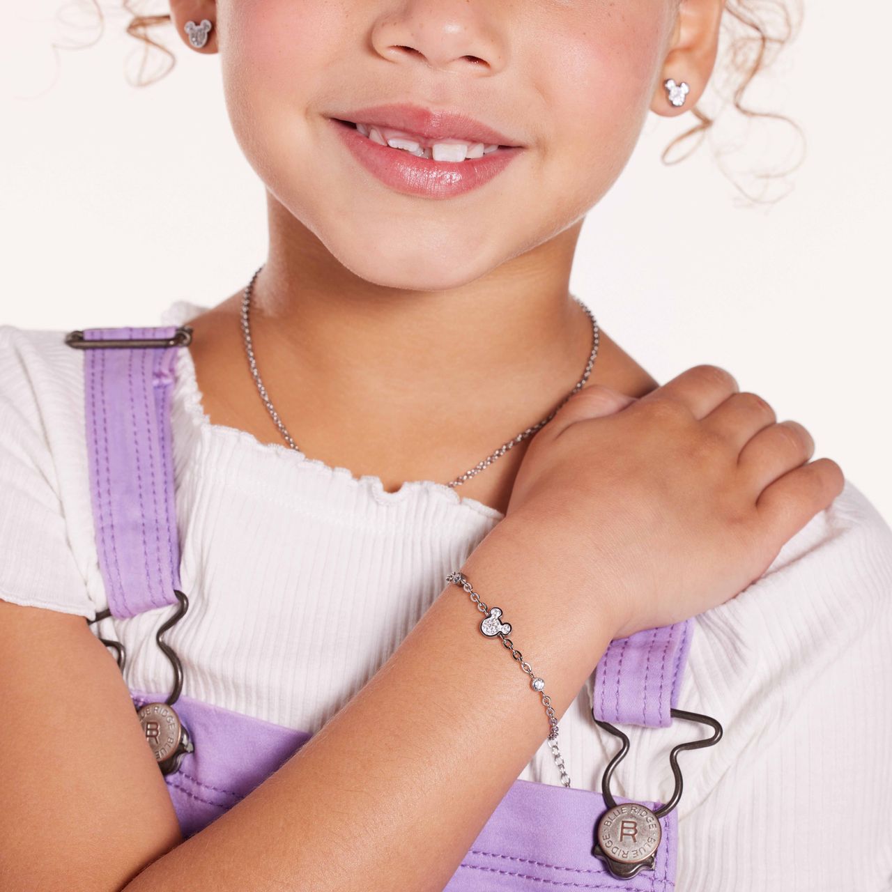 Stalen armband Mickey Mouse met wit kristal