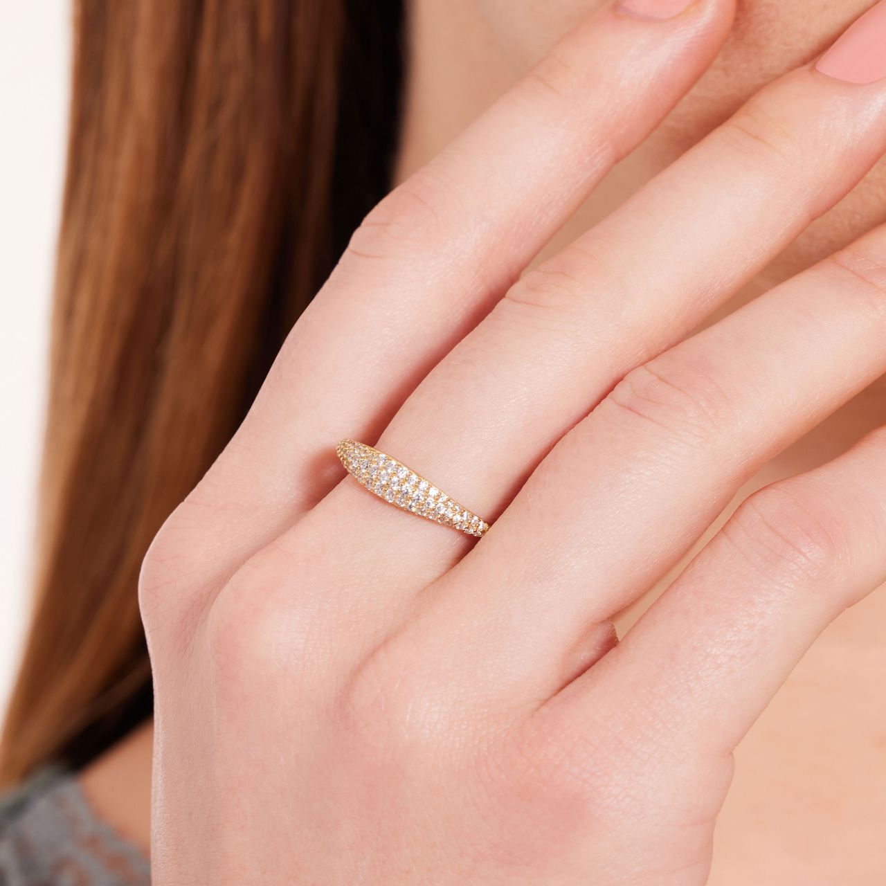 Zilveren goldplated ring met zirkonia voor dames