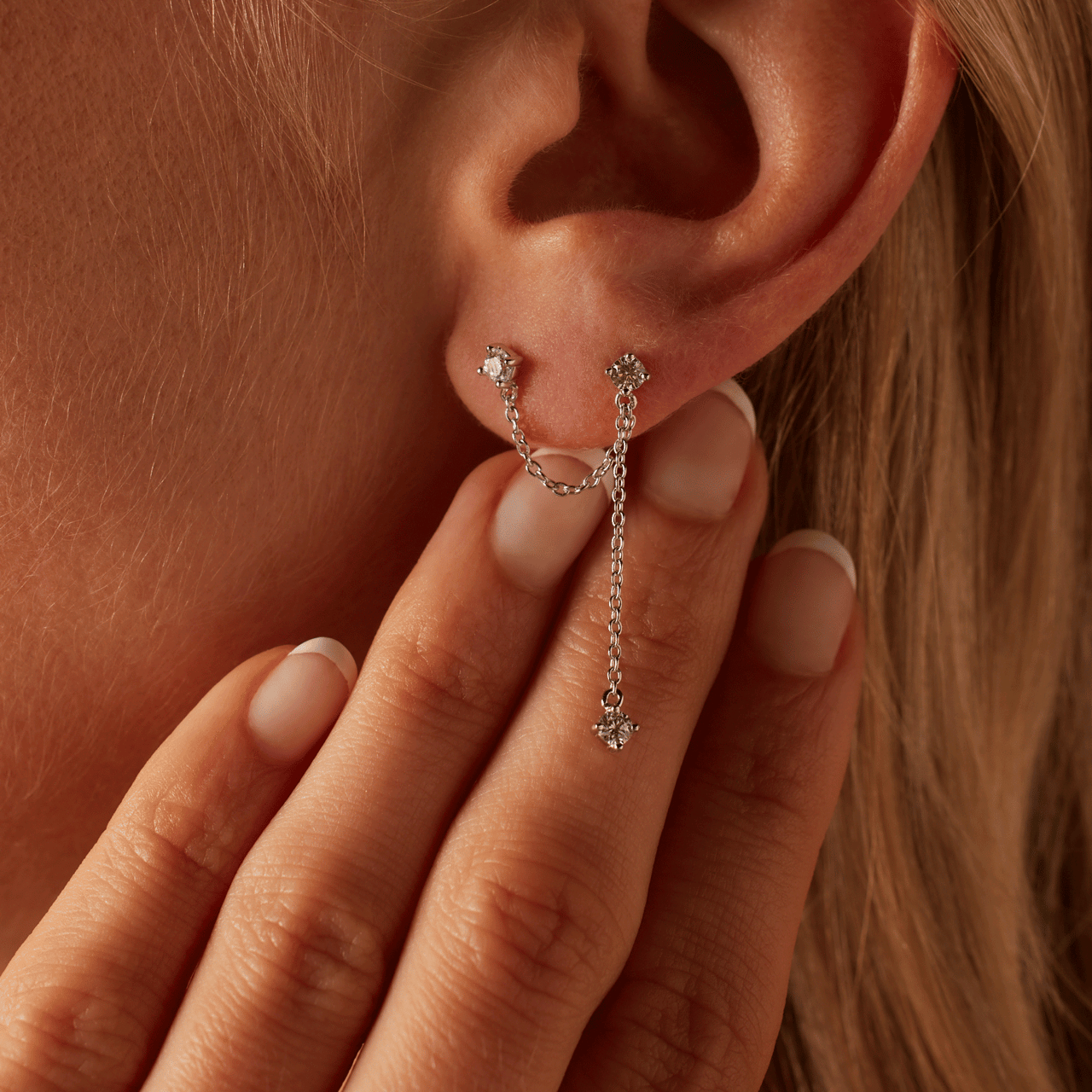 Zilveren oorknoppen zirkonia ketting voor dames