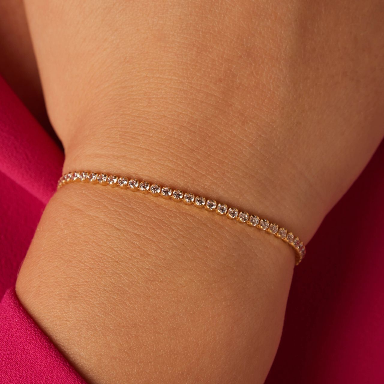 Zilveren goldplated tennisarmband zirkonia