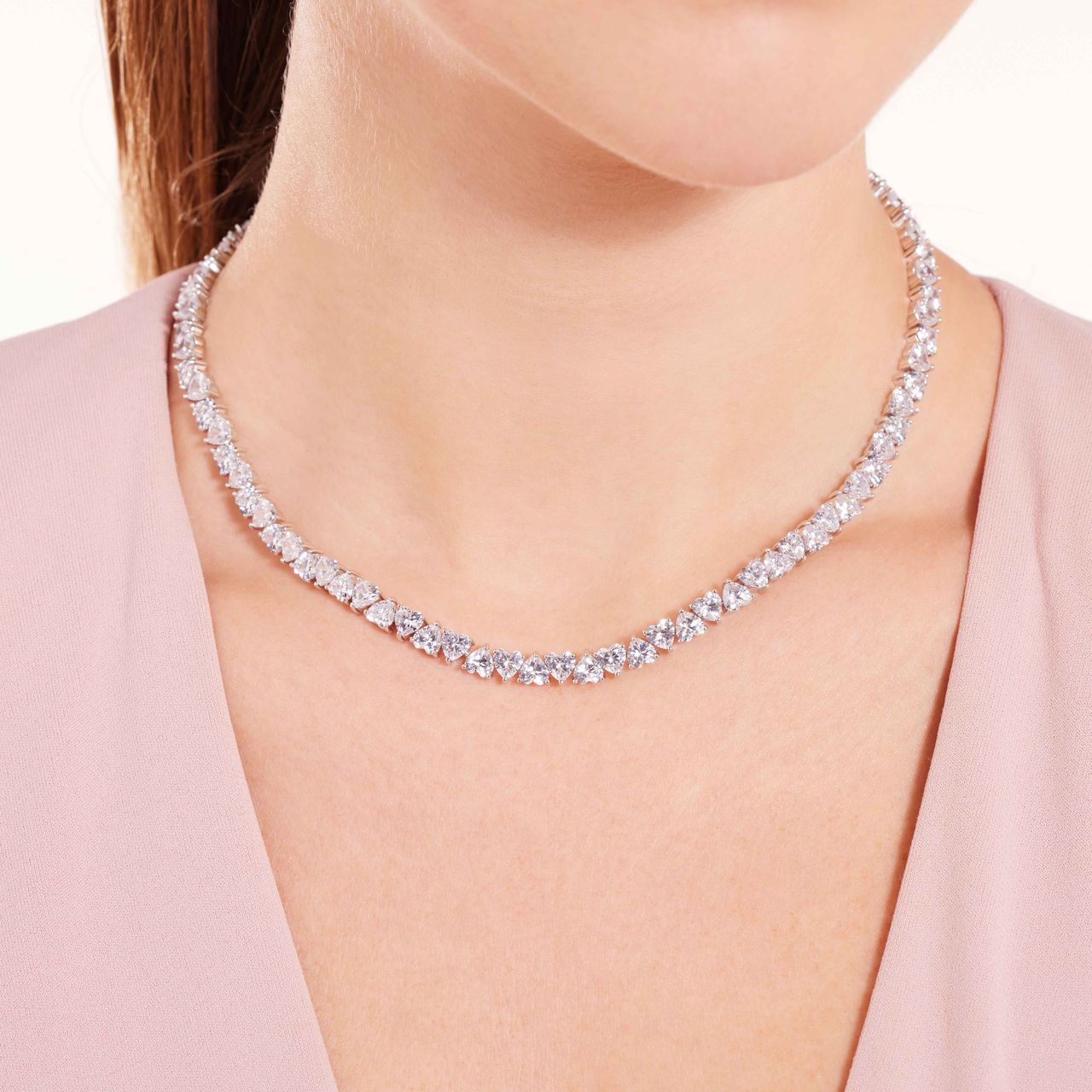 Zilveren tennisketting zirkonia