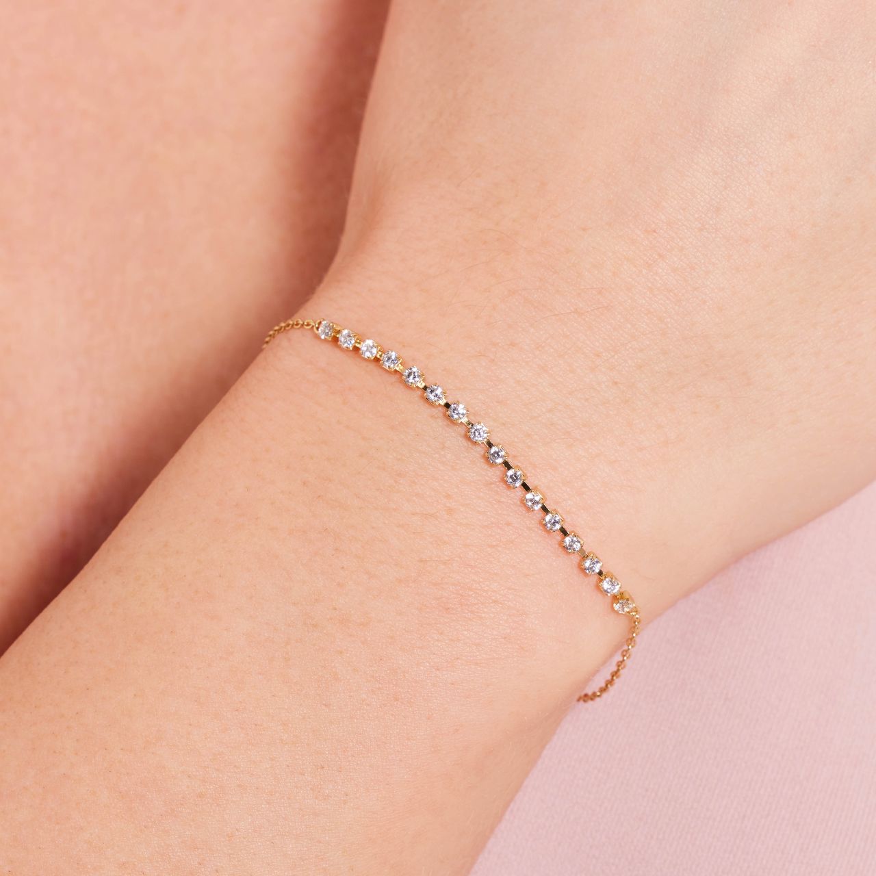 Zilveren goldplated tennisarmband met zirkonia