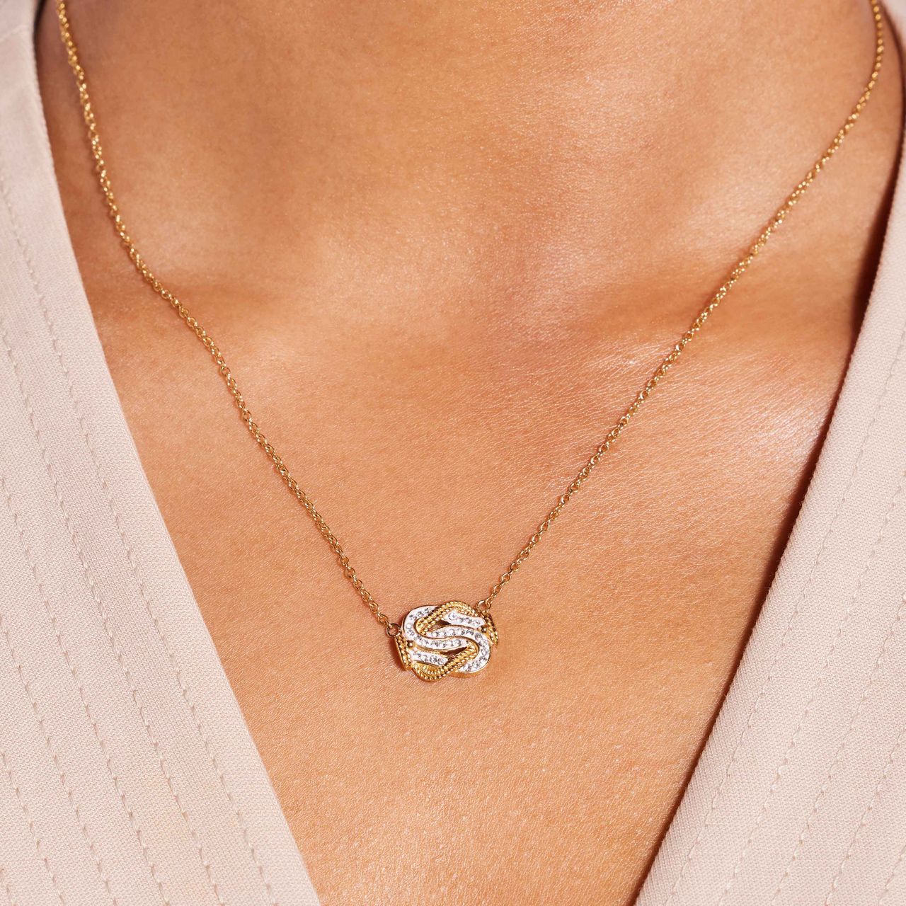 Gerecycled stainless steel goldplated collier mattenklopper kristal