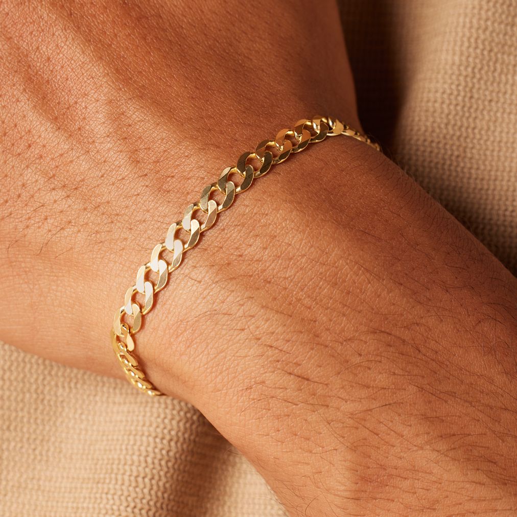 Goldplattiertes Herren-Armband aus recyceltem Silber mit Gourmetglied.