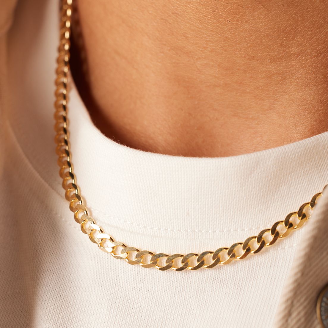 Goldplattierte Herren-Halskette aus recyceltem Silber mit Gourmetglied.