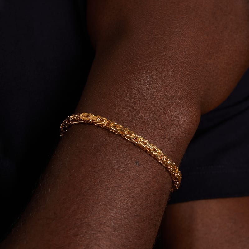 Goldplattiertes Herren-Armband aus recyceltem Silber mit Königsglied.