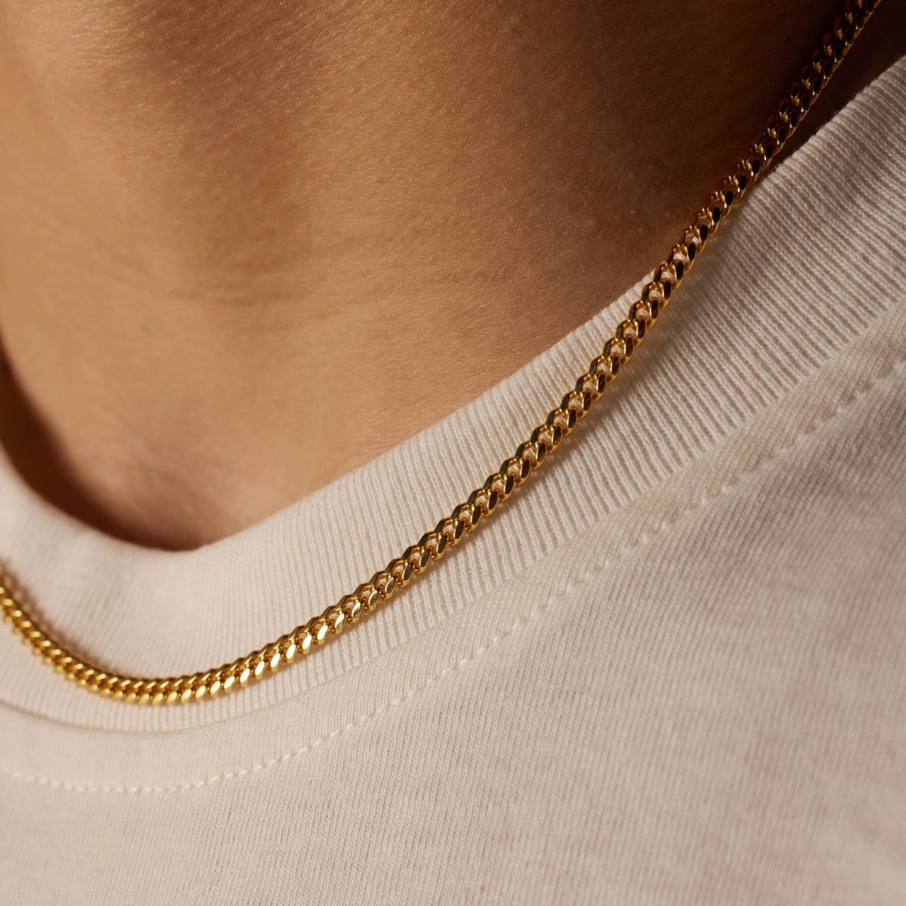 Gerecycleerd zilveren goldplated collier gourmetschakel.