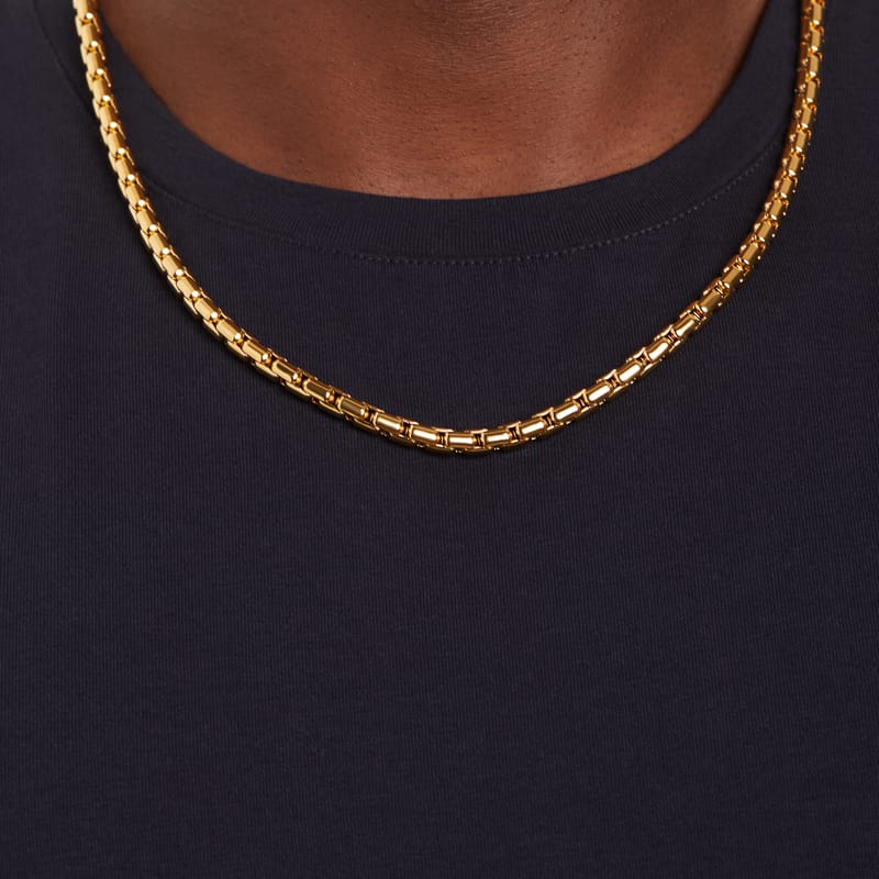 Gerecycled stainless steel goldplated schakelketting voor heren