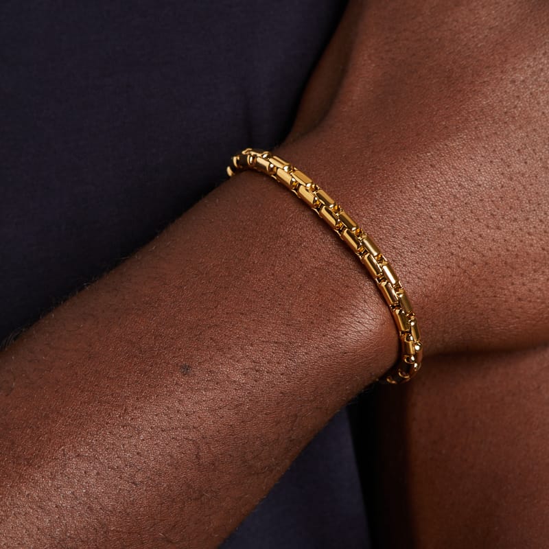 Stainless steel goldplated herenschakelarmband