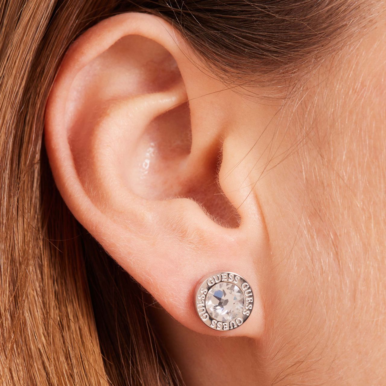 Guess stainless steel oorknoppen COLOR MY DAY clear