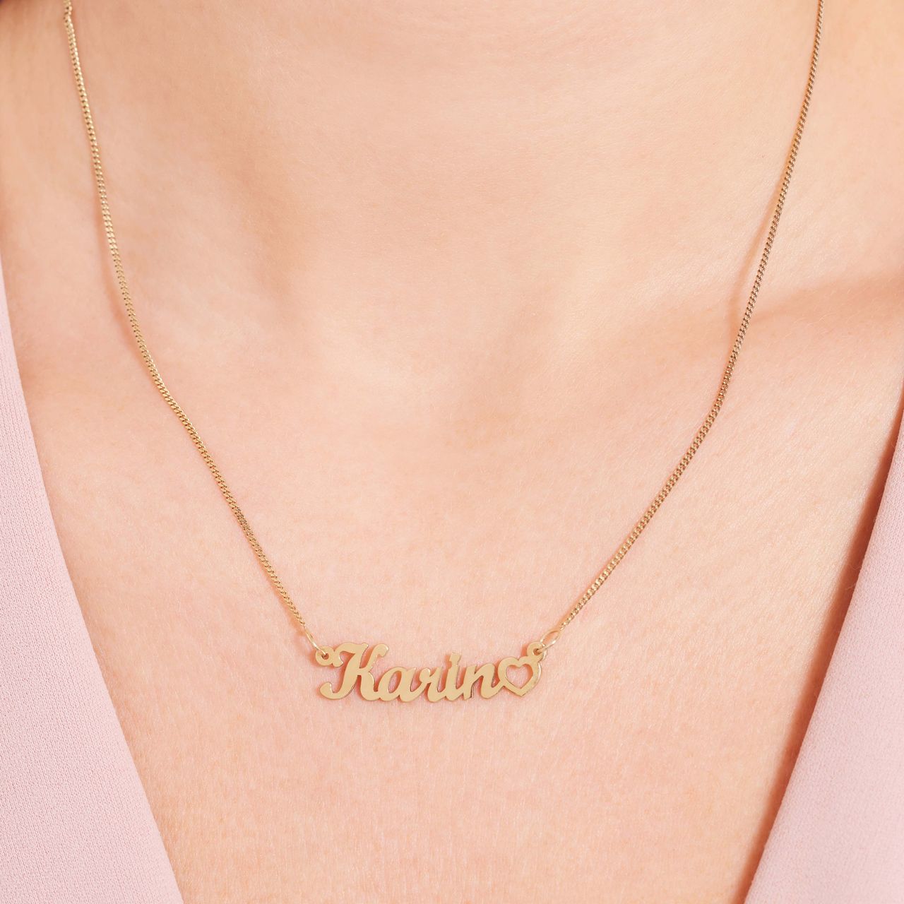 Zilveren goldplated naamketting hart voor dames