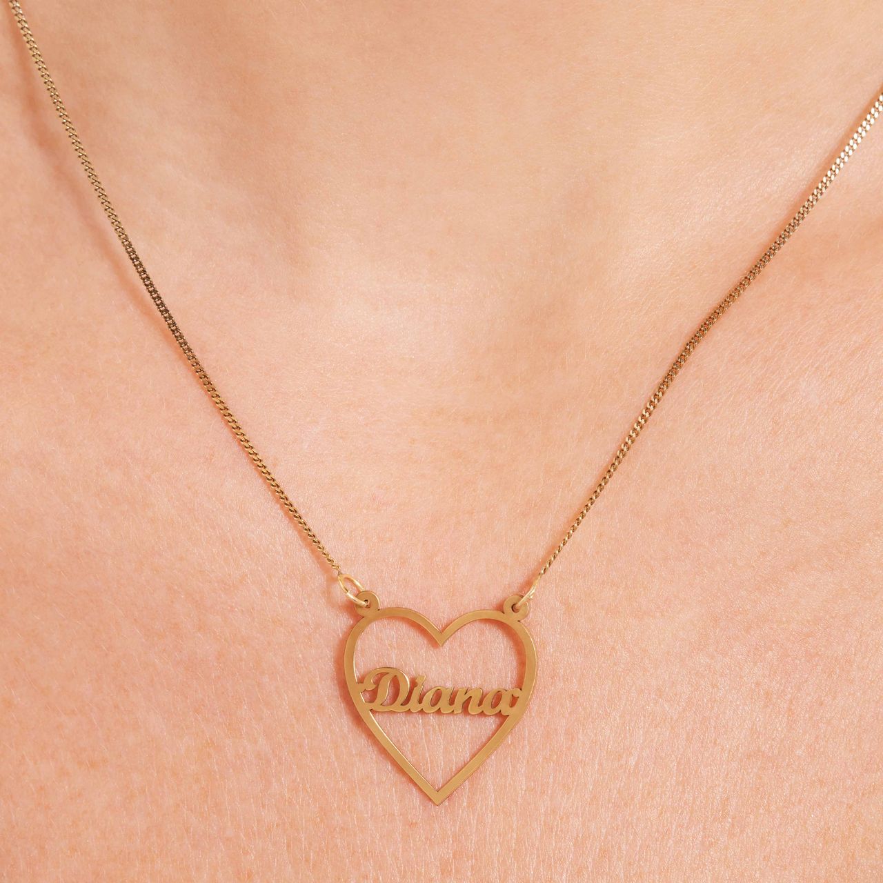 Zilveren goldplated naamketting hart voor dames