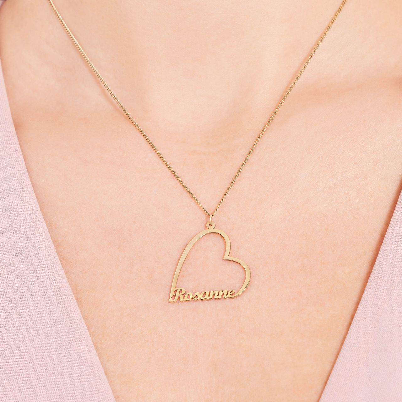 Zilveren goldplated naamketting hart voor dames