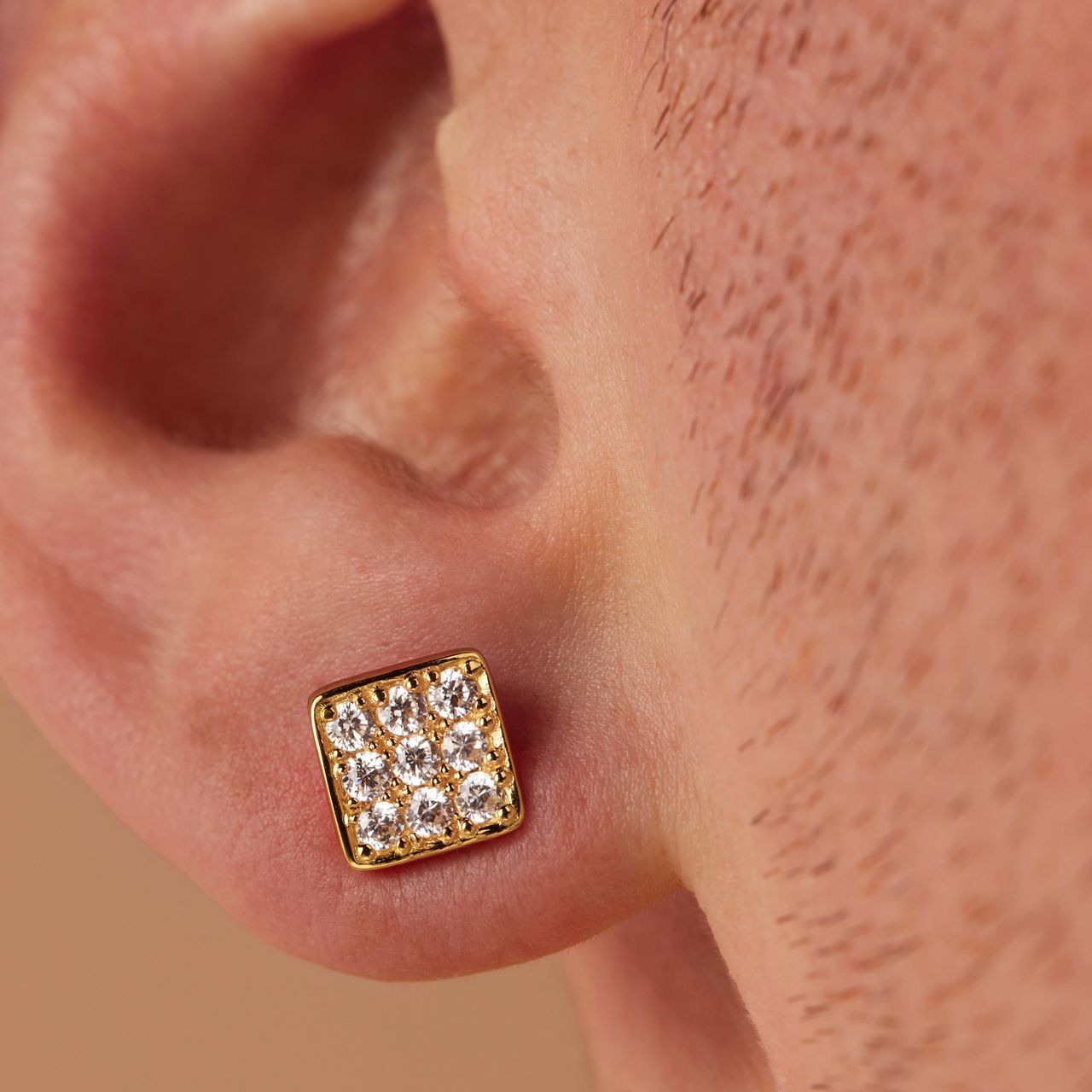 Zilveren goldplated herenoorknoppen met zirkonia