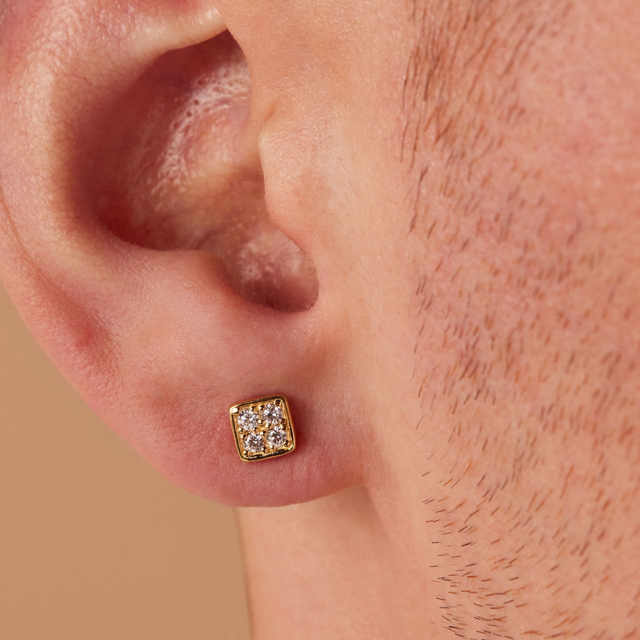 Ohrringe aus vergoldetem Silber mit Zirkonia, 6 mm