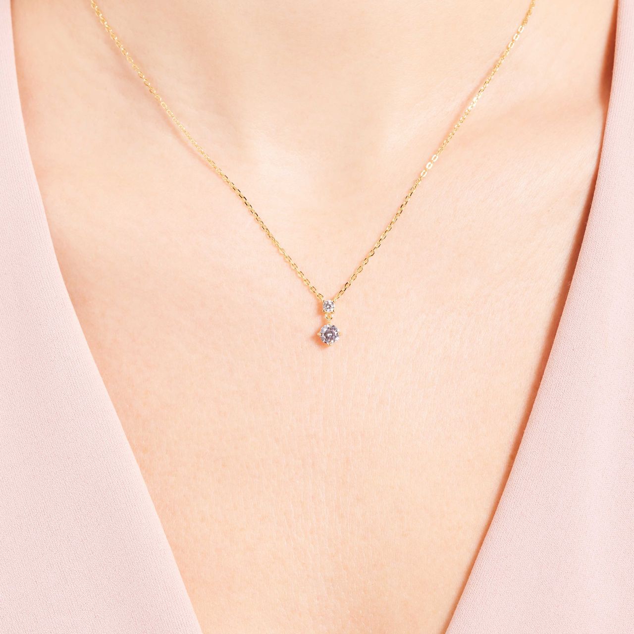 Zilveren goldplated ketting met hanger met zirkonia voor dames