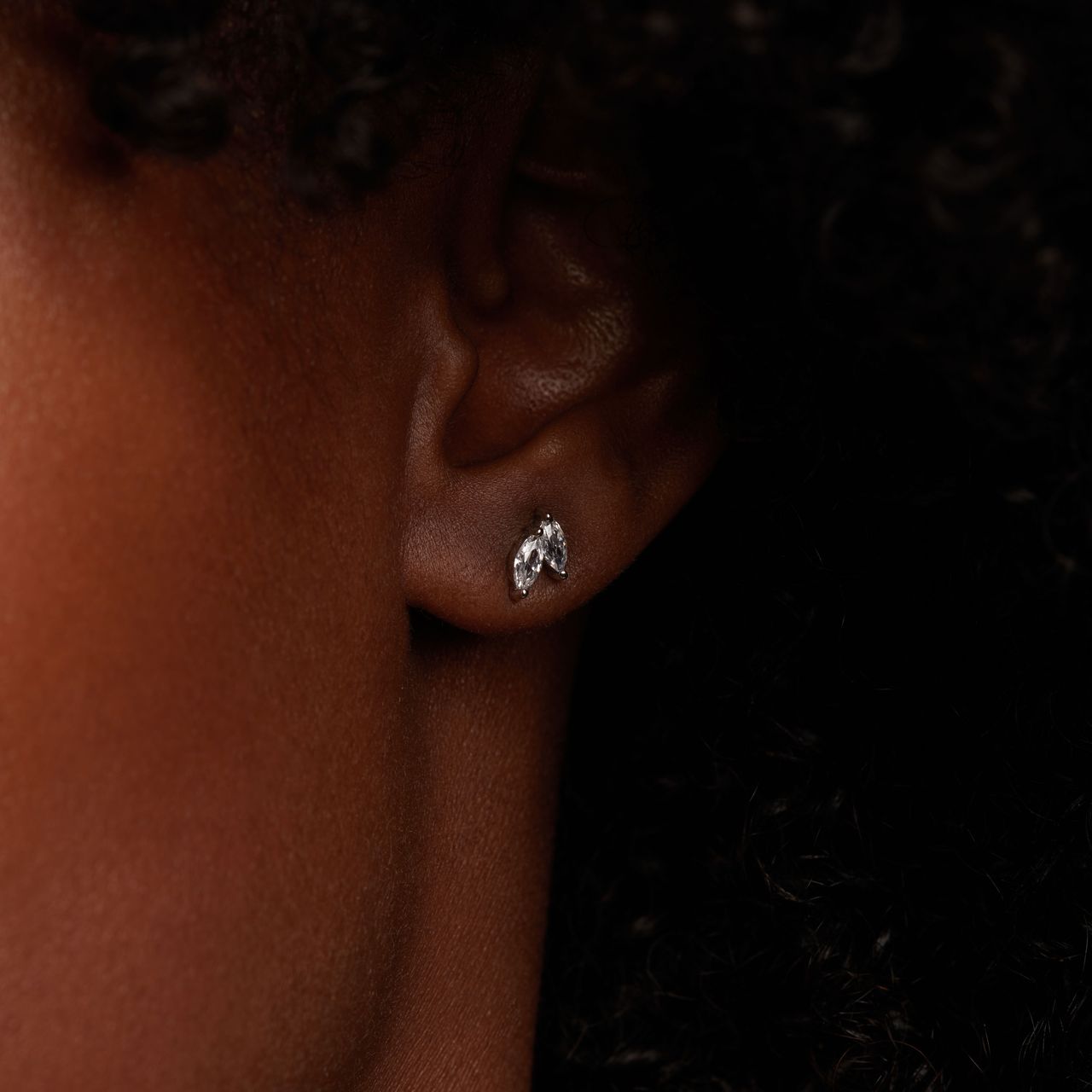 Ohrstecker, 925 Silber, Blatt, Zirkonia