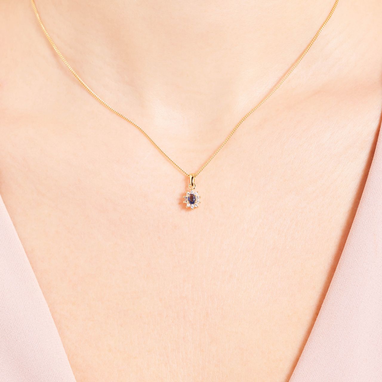 Zilveren goldplated ketting met hanger met zirkonia voor dames