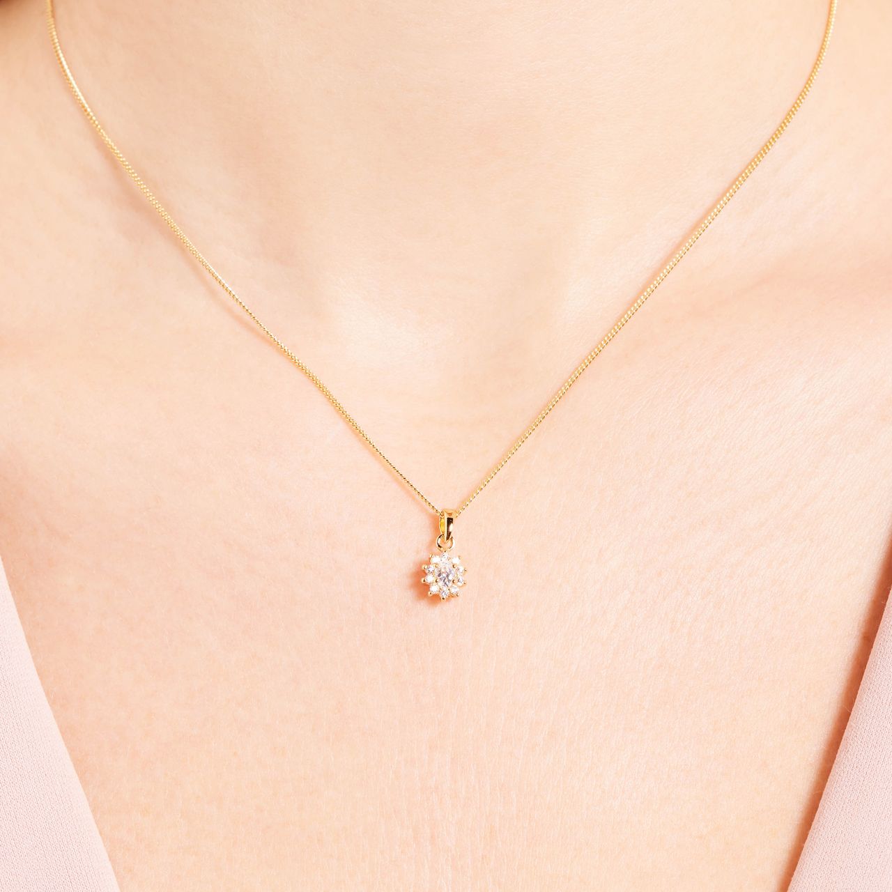 Zilveren goldplated ketting met hanger met zirkonia voor dames