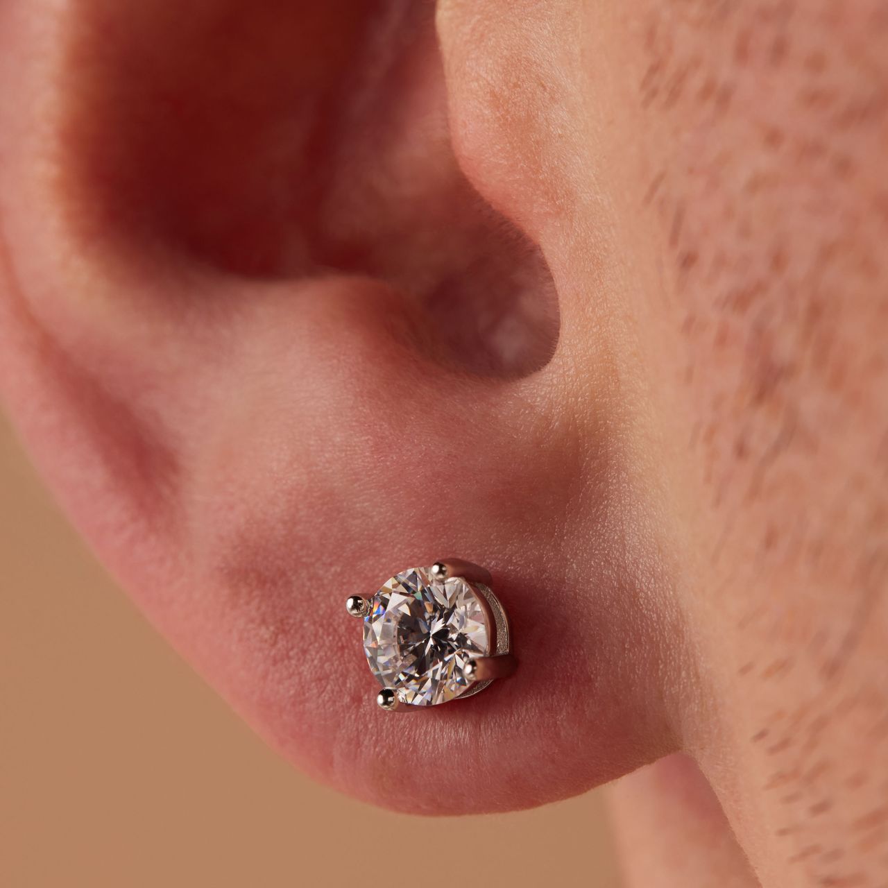 Silber-Ohrringe, rund, 6 mm, mit Zirkonia