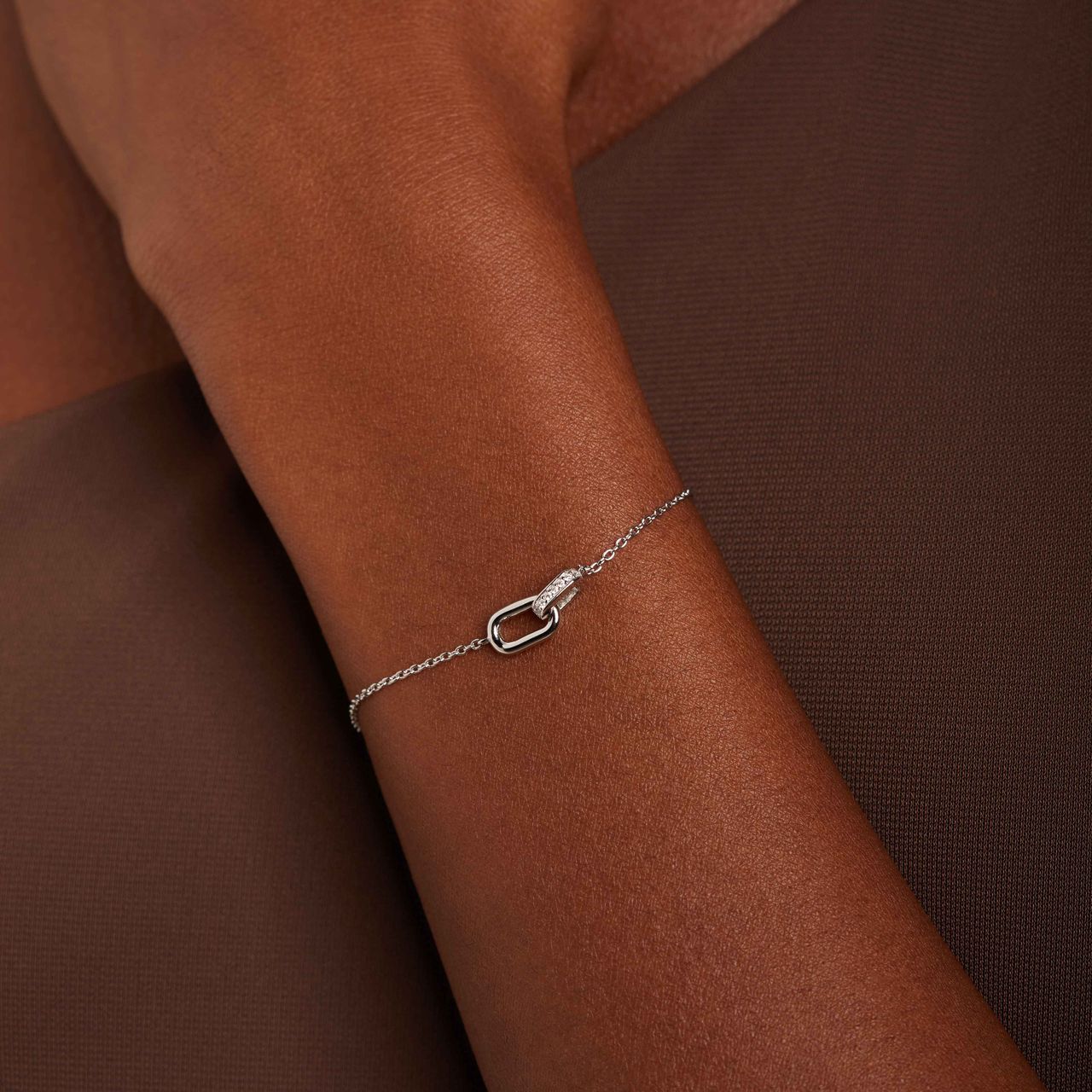 Armband, 925 Silber, Kettenglieder, Zirkonia