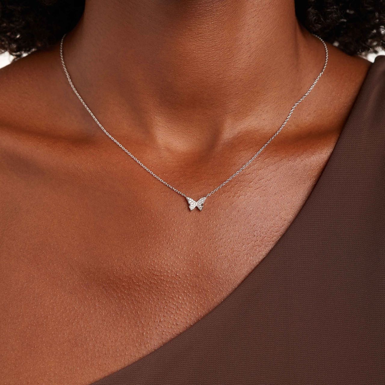 Zilveren ketting met hanger vlinder zirkonia voor dames