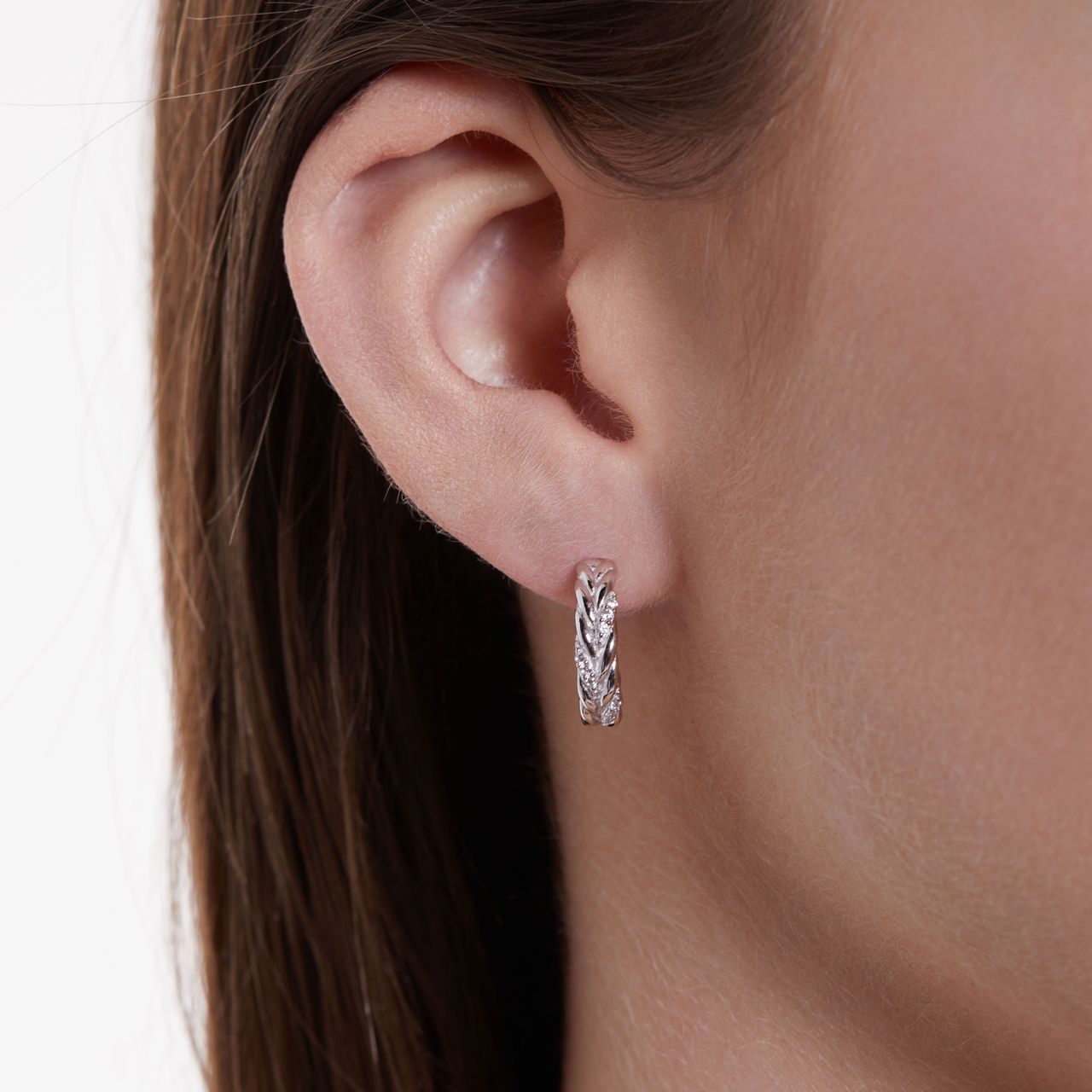 Ohrringe, 925 Silber, Geflecht, Zirkonia