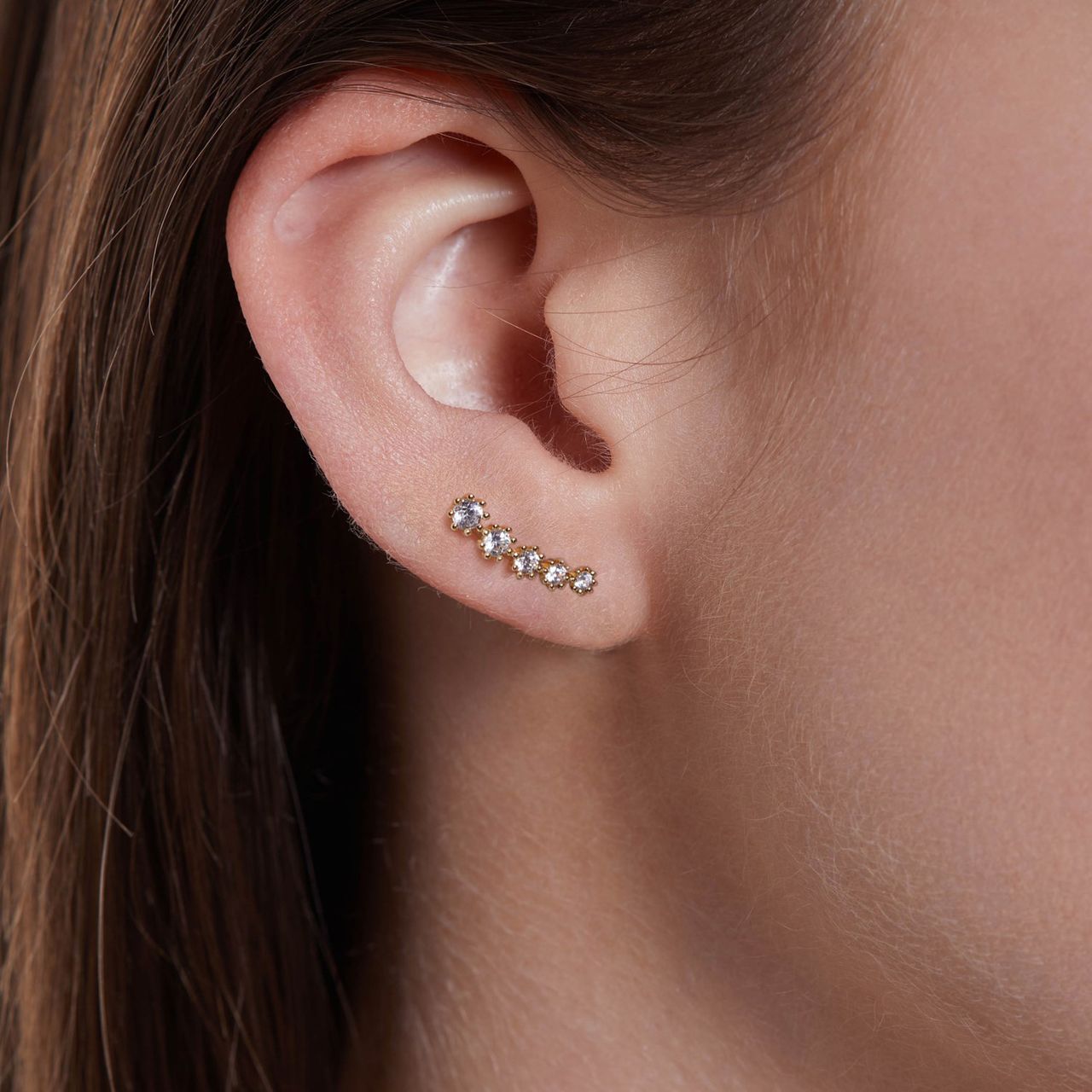 Zilveren goldplated oorknoppen zirkonia