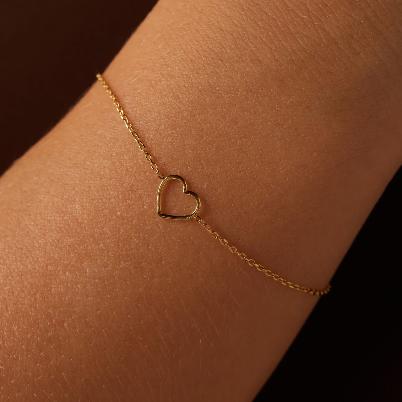 Armband aus 925er Silber, vergoldet, offenes Herz