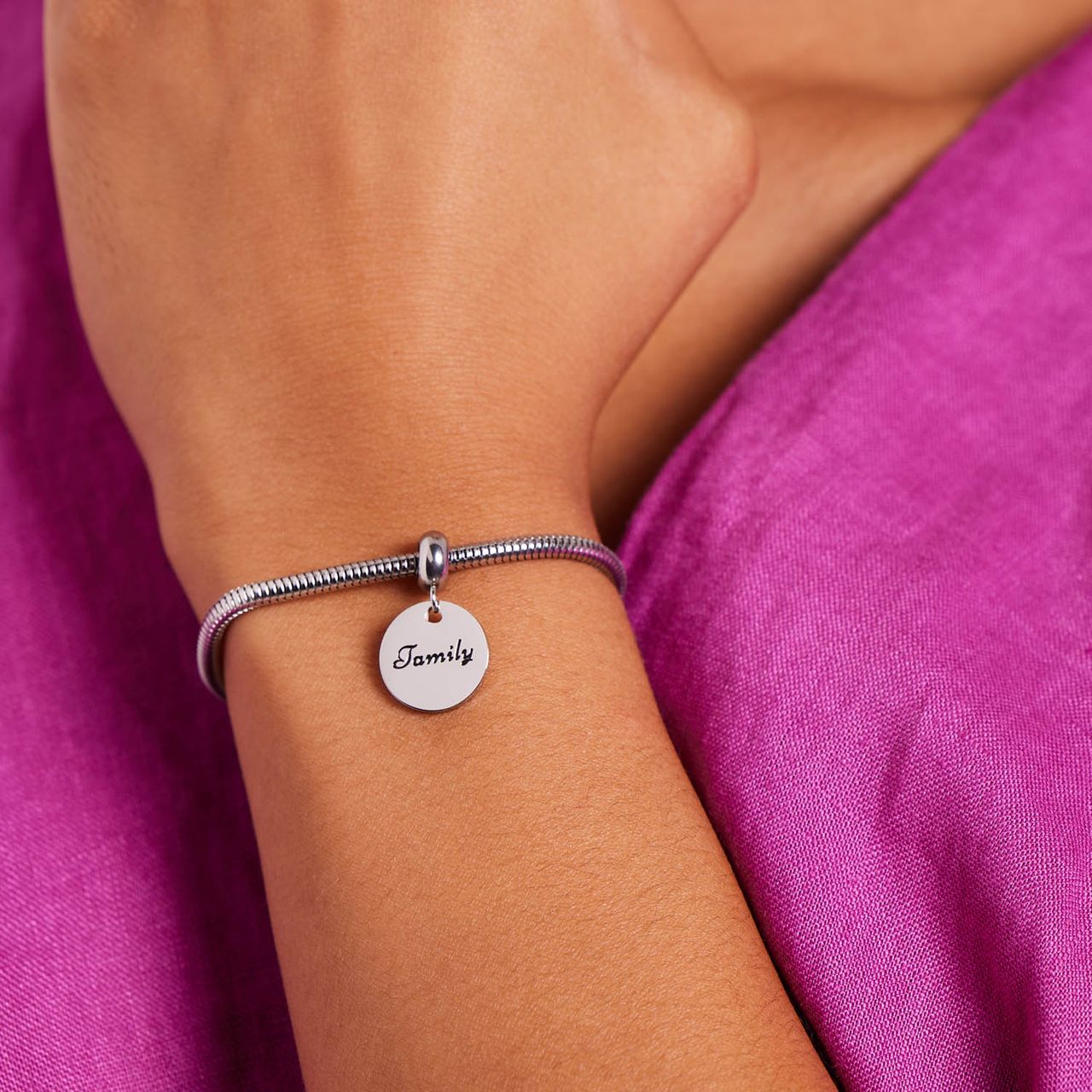 Charm, Edelstahl, Münze mit Familie