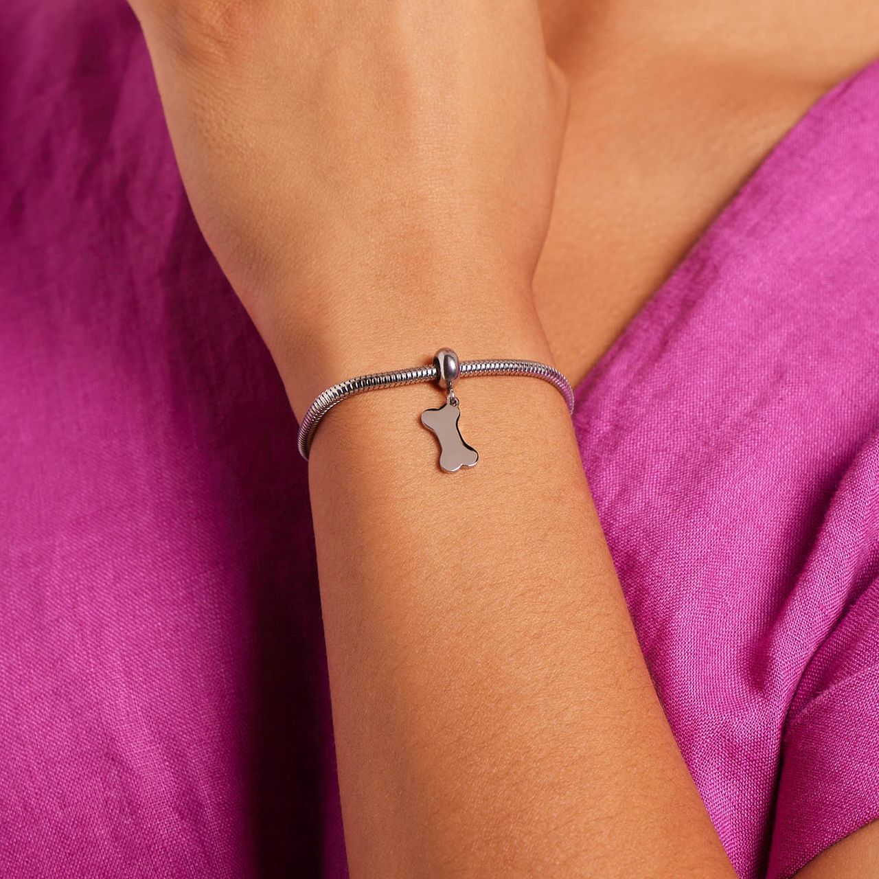 Bettelarmband-Anhänger aus Edelstahl, Knochen