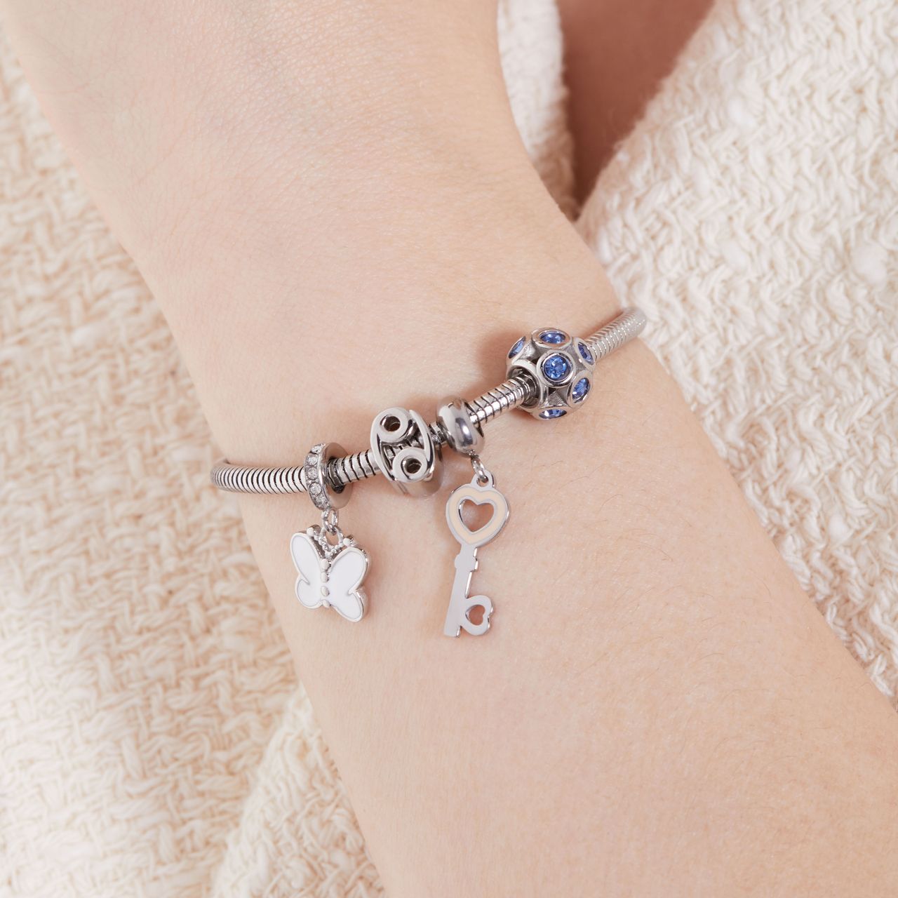 Charm aus Edelstahl Schmetterling mit Zirkoniabesatz