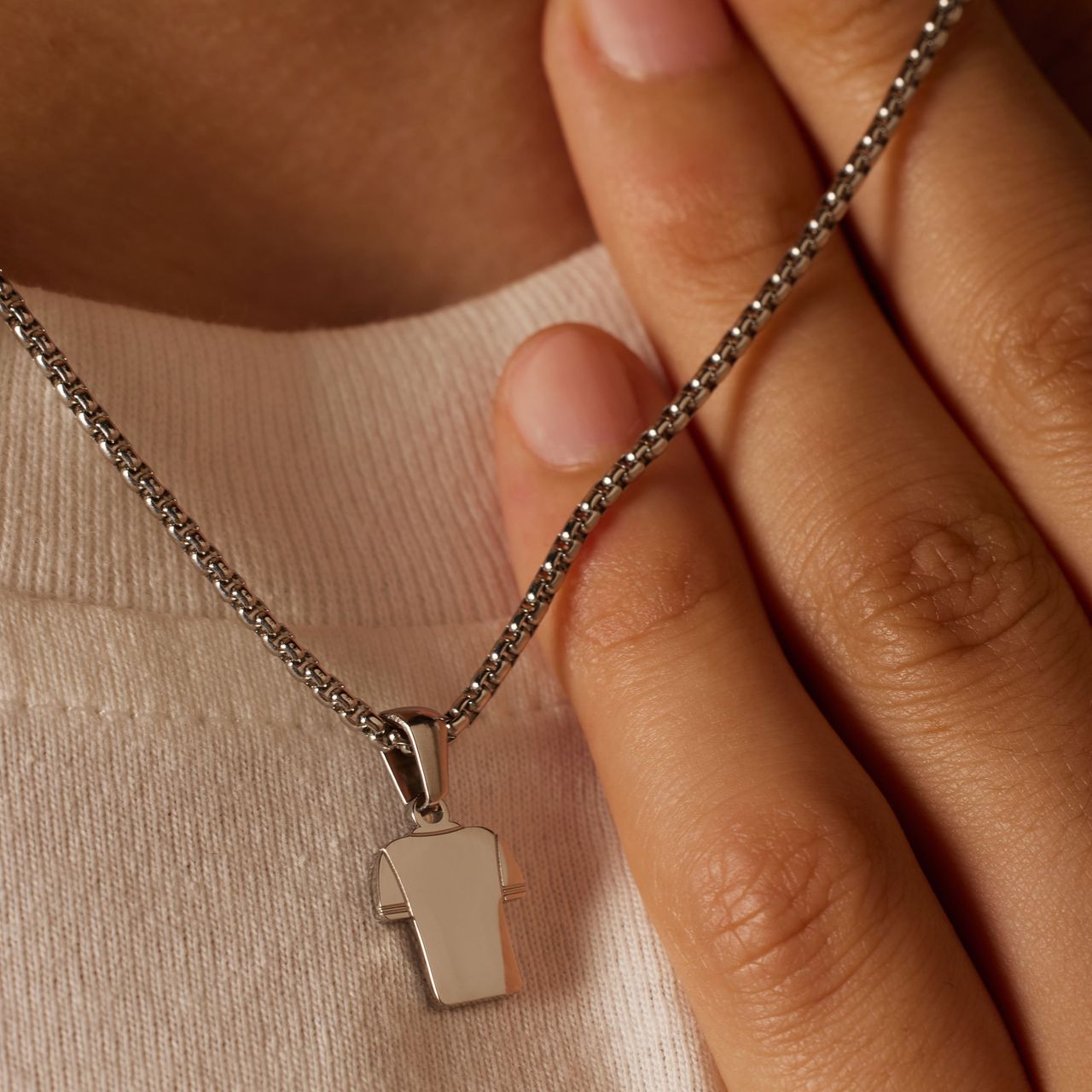 Stainless steel ketting met hanger voetbalshirt