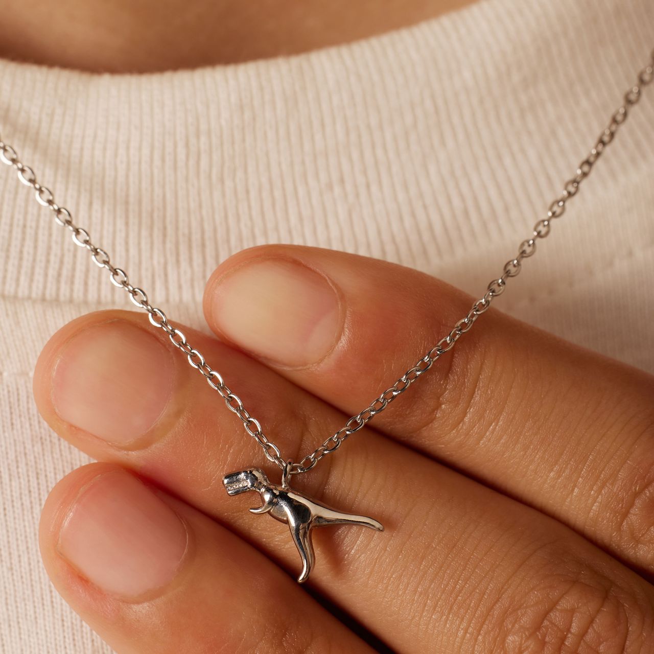 Stainless steel ketting met hanger Tyrannosaurus