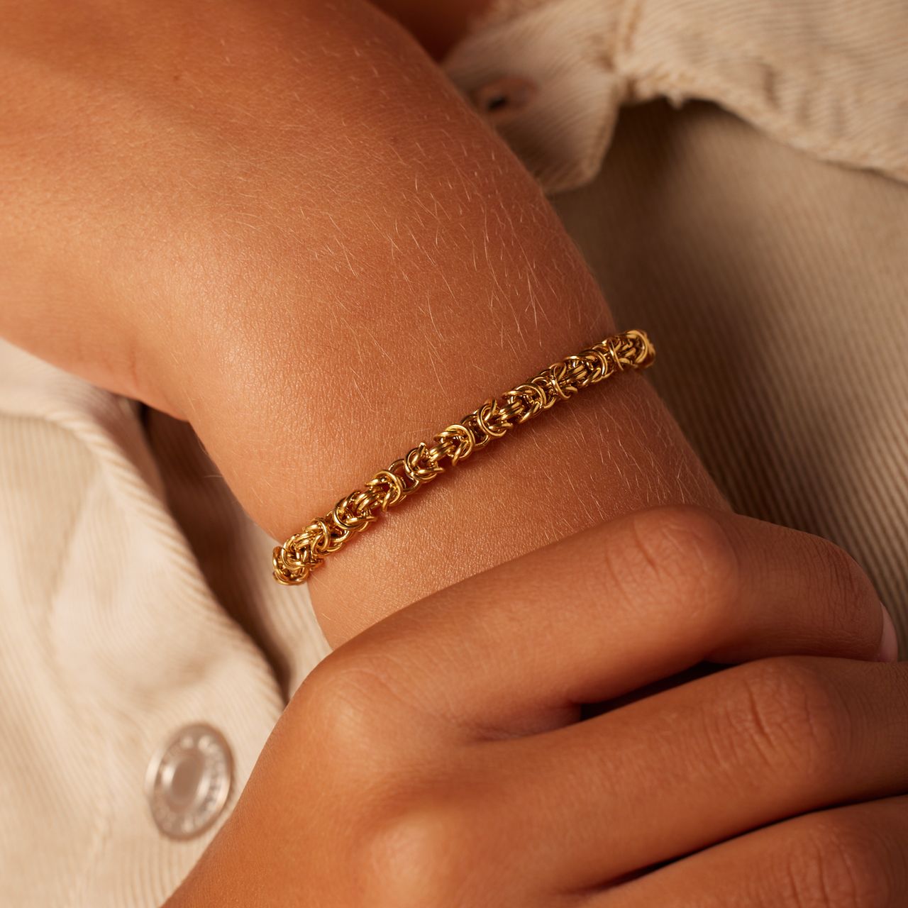 Stalen goldplated kinderschakelarmband