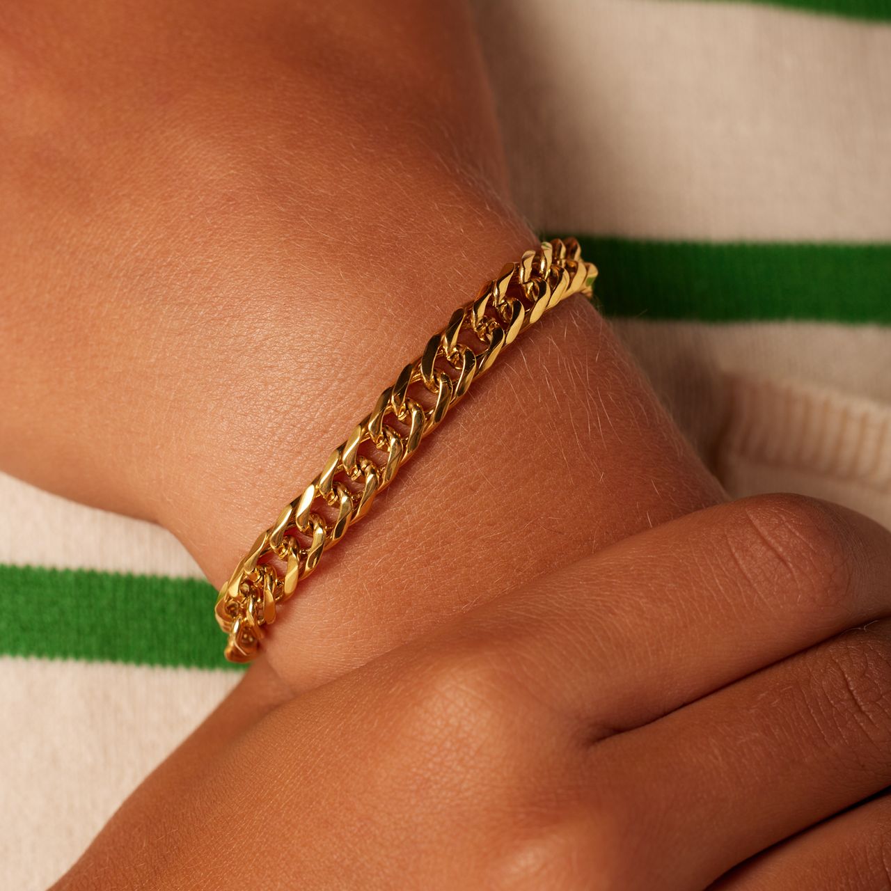 Stainless steel goldplated armband met gourmetschakel
