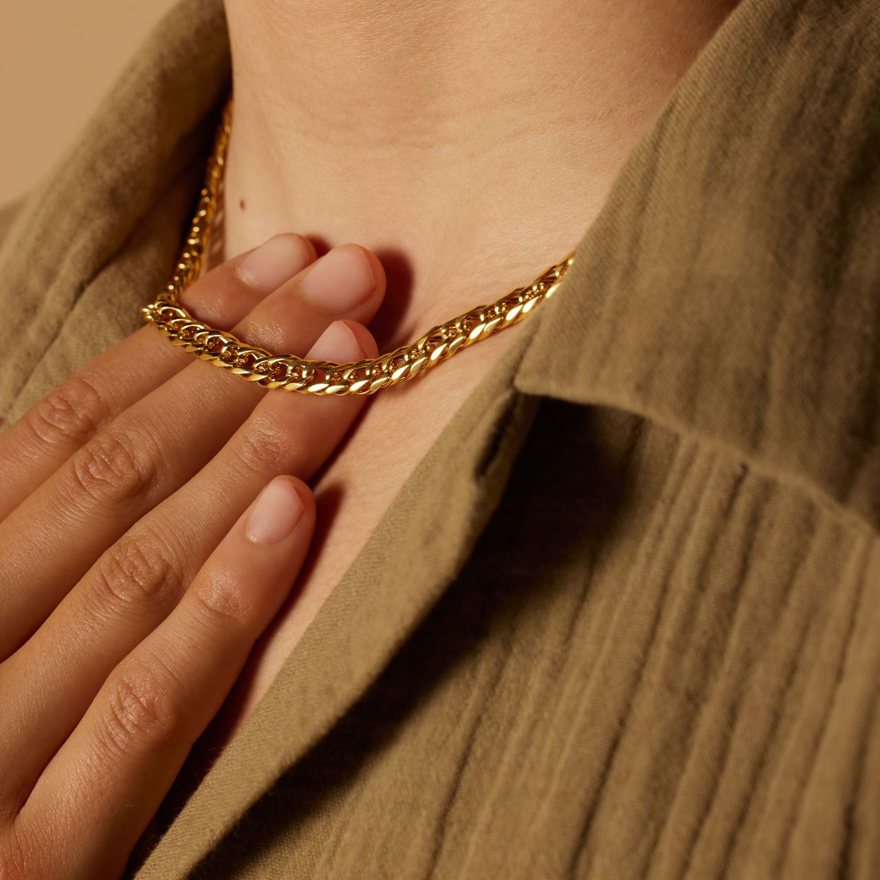 Stainless steel goldplated ketting met gourmetschakel 6mm