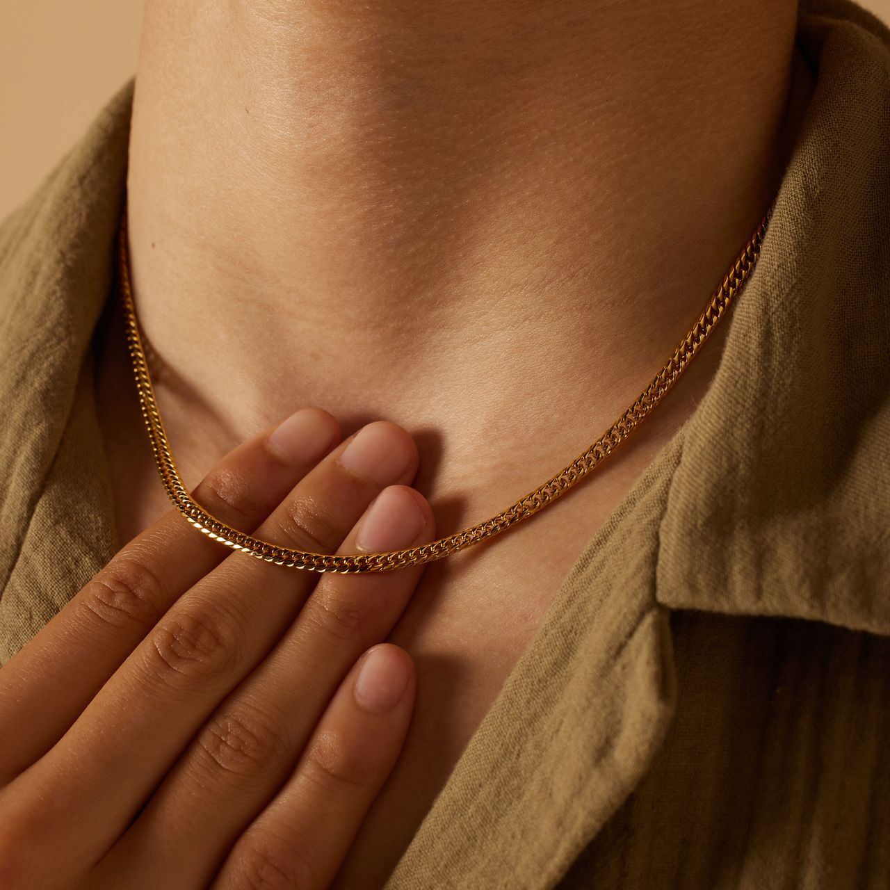 Stainless steel goldplated schakelketting gourmet