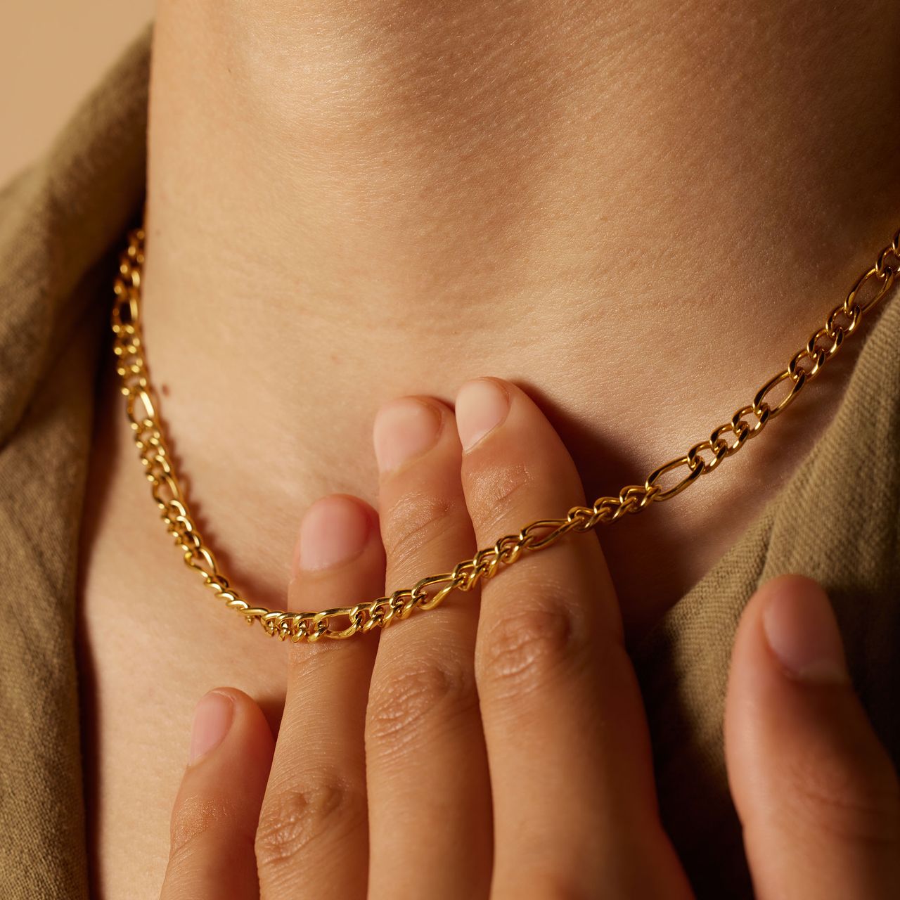 Stainless steel goldplated kinderschakelketting
