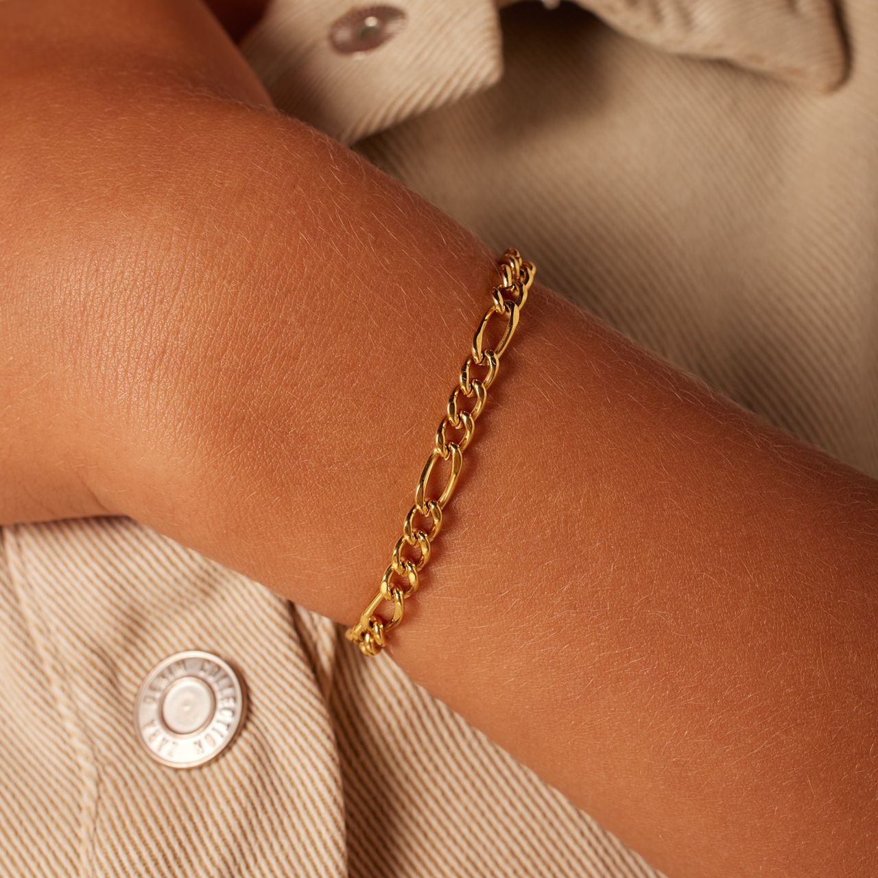 Stainless steel goldplated armband figaro