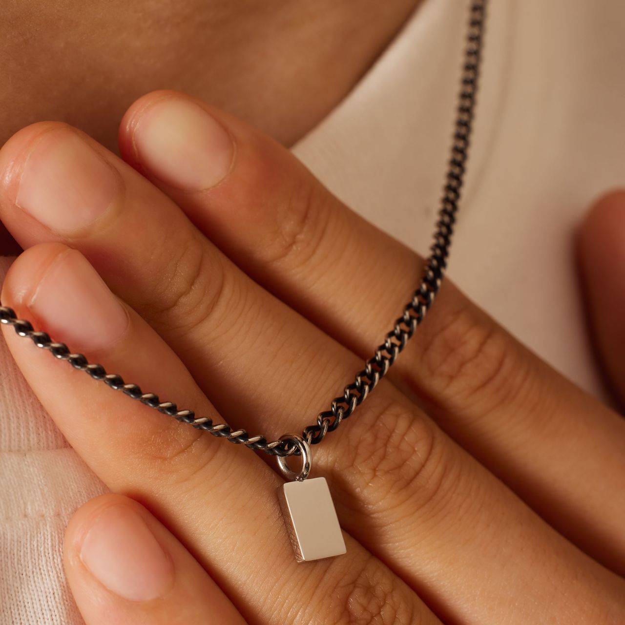 Stainless steel ketting gourmet met plaat zwart