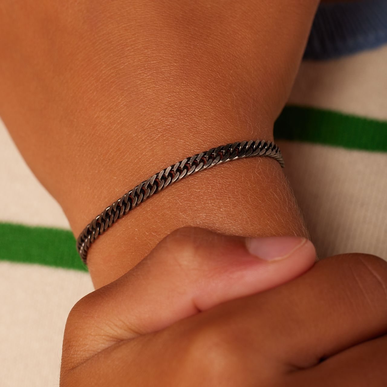 Stainless steel armband gourmet met anitque finish