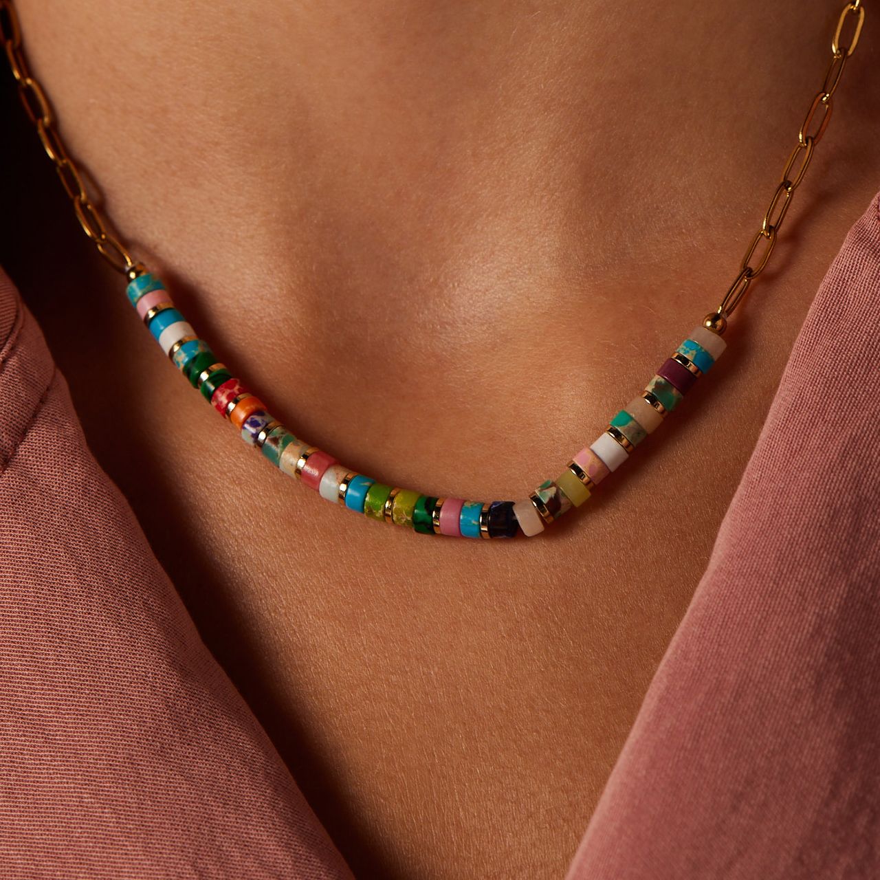 Stalen goldplated ketting met closed schakel