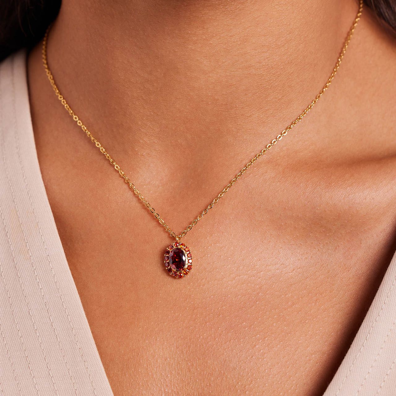 Stalen goldplated ketting met hanger bloem met zirkonia voor dames