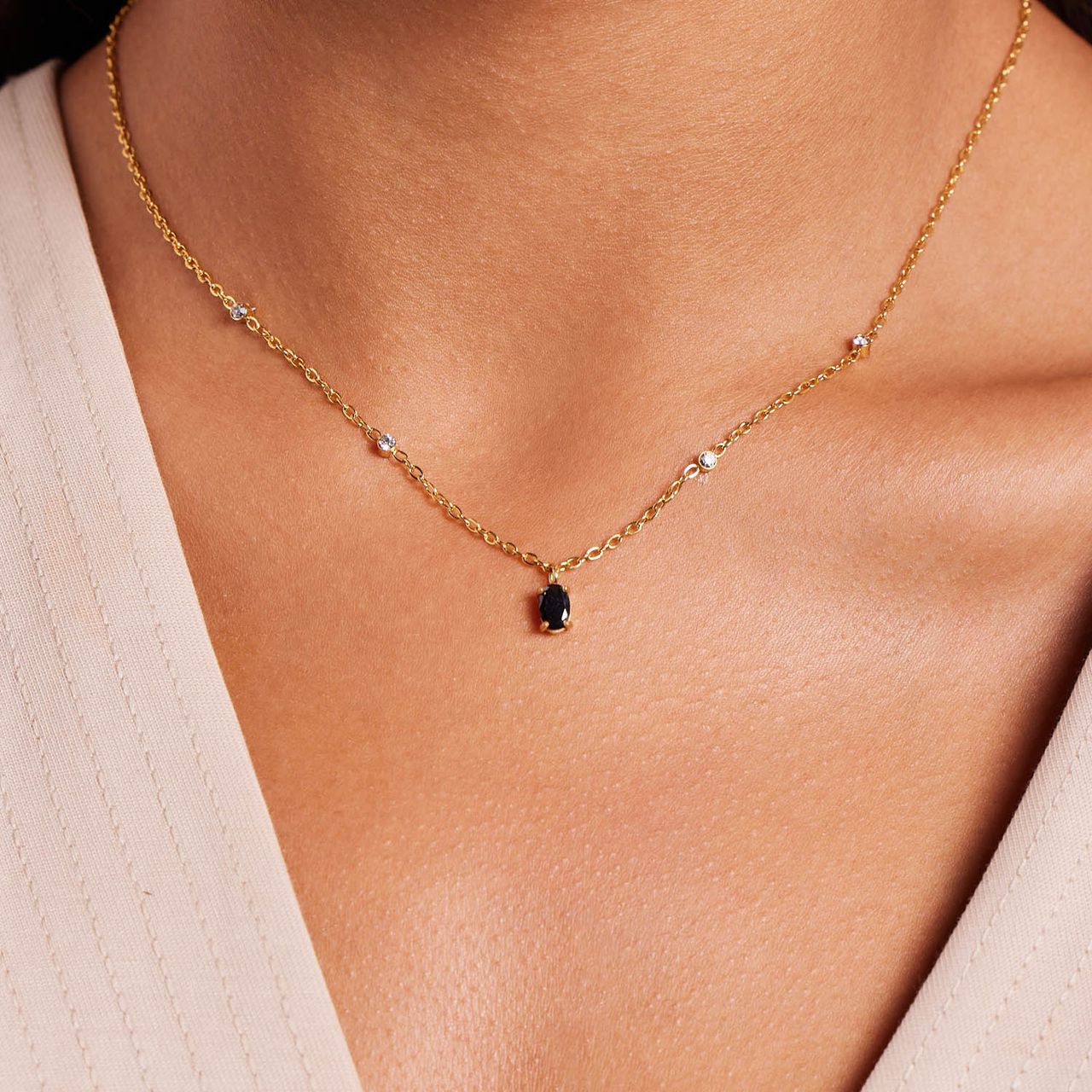 Stainless steel goldplated ketting met hanger met zirkonia voor dames