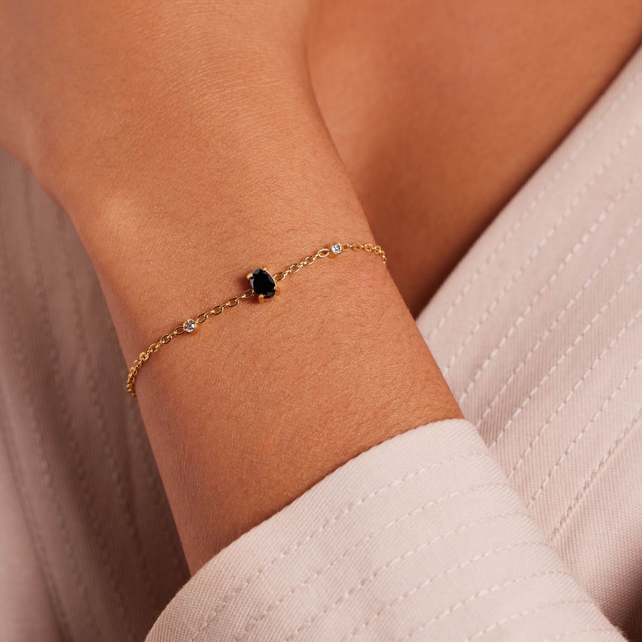 Stainless steel goldplated fantasiearmband met zirkonia voor dames