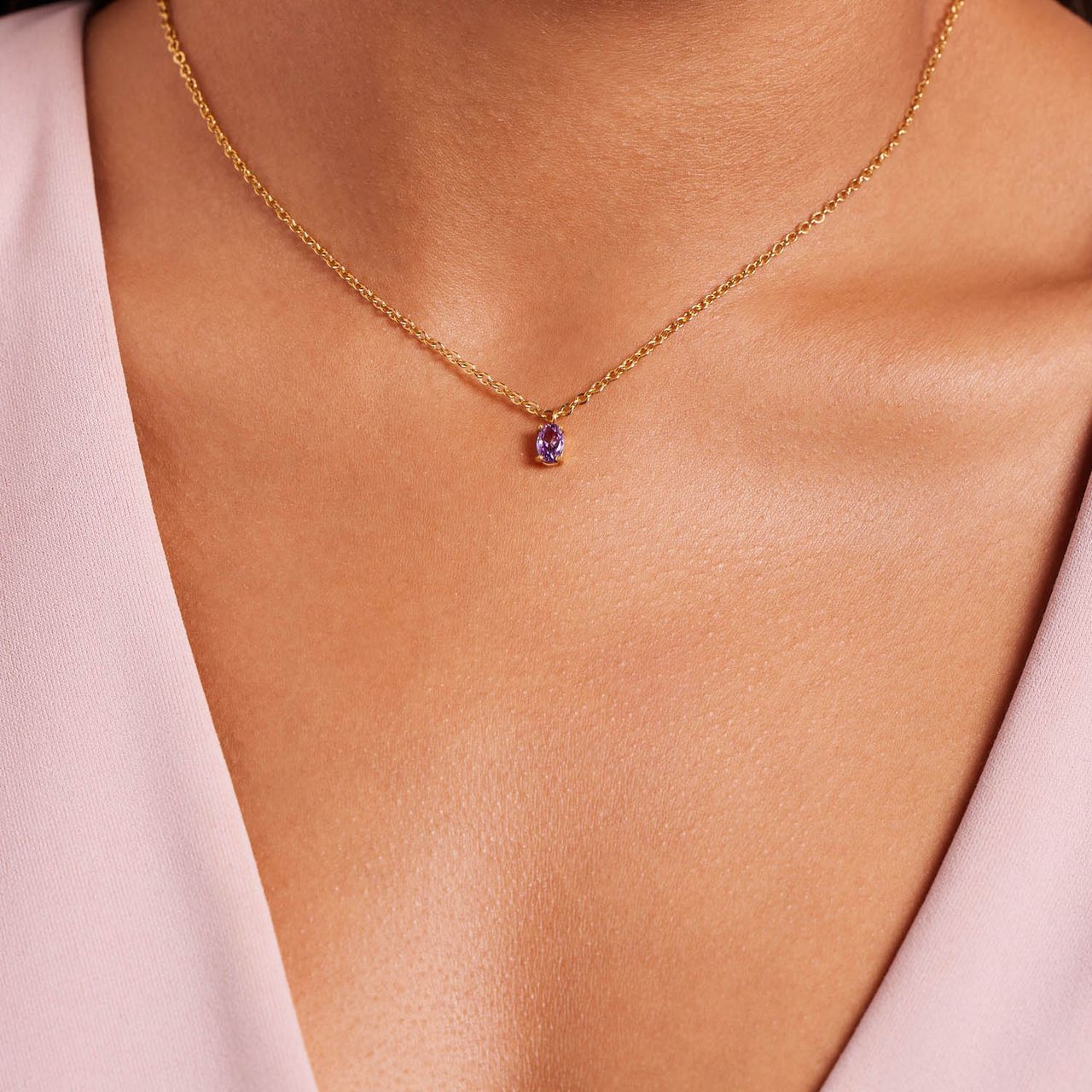 Stainless steel goldplated ketting vintage paars voor dames