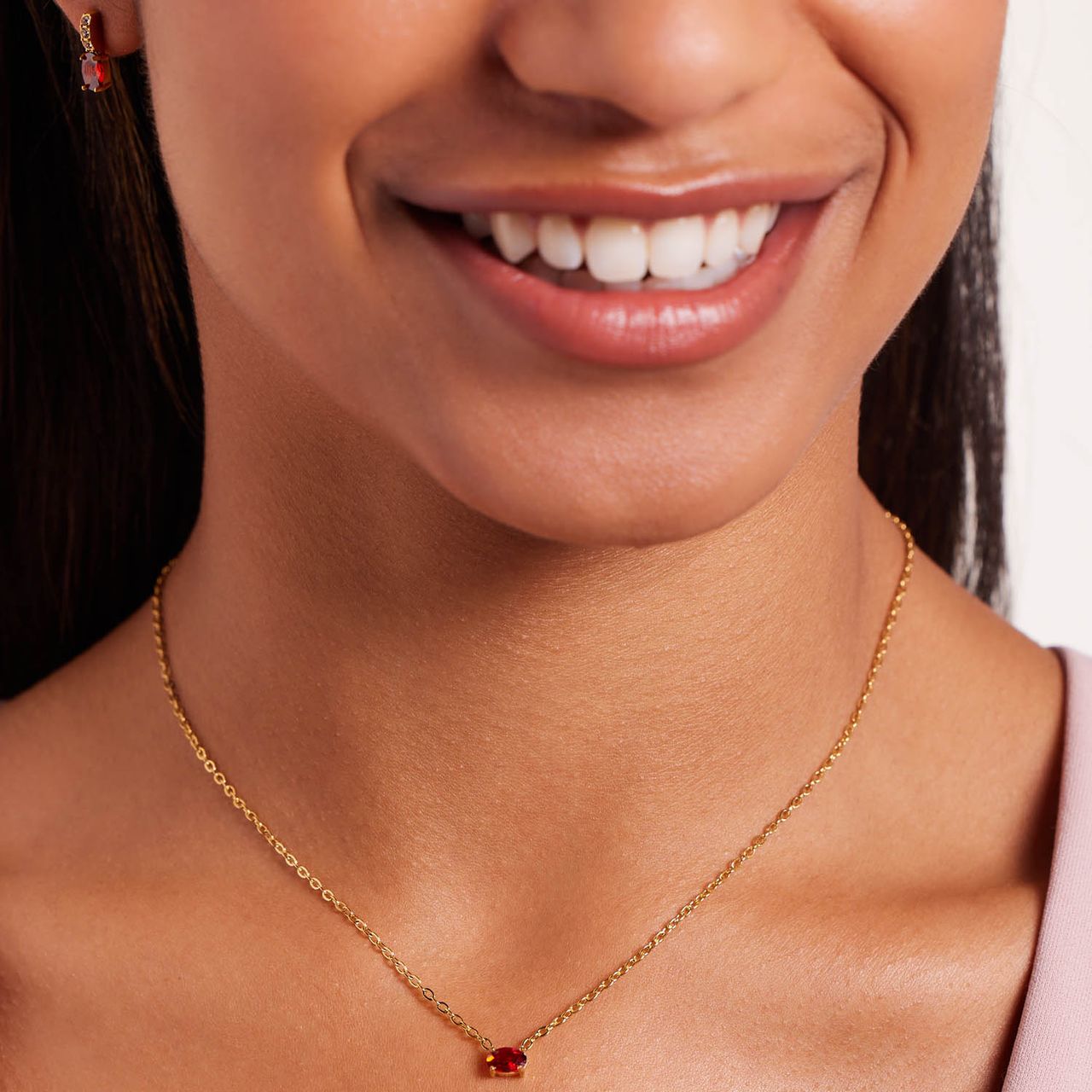 Stainless steel goldplated ketting met hanger met zirkonia voor dames